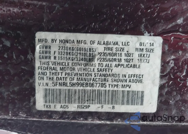 5FNRL5H99EB067705: 44305522