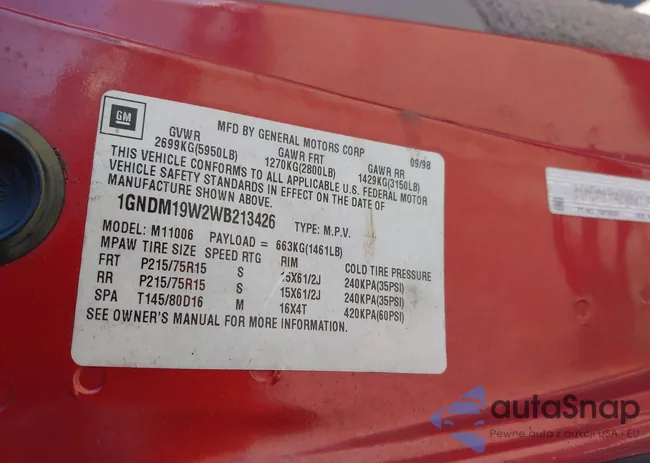 1GNDM19W2WB213426: 44305604