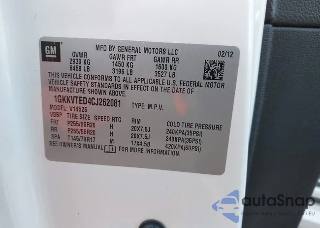 1GKKVTED4CJ262081: 44304733