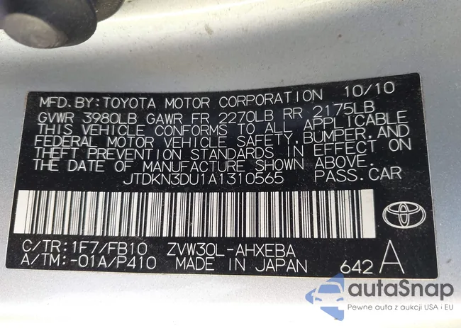 JTDKN3DU1A1310565: 44304780