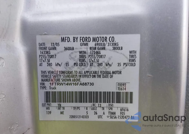 1FTRW14W16FA68730: 44306301