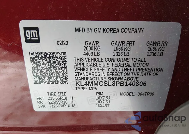 KL4MMCSL8PB140806: 44306393