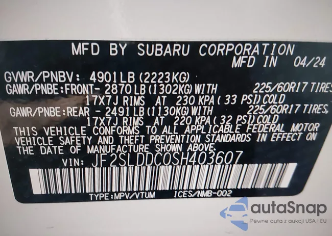 JF2SLDDC0SH403607: 44306477