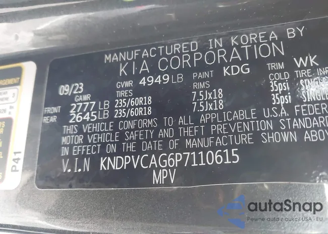 KNDPVCAG6P7110615: 44306610