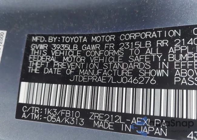 JTDEPRAE7LJ046276: 44305646