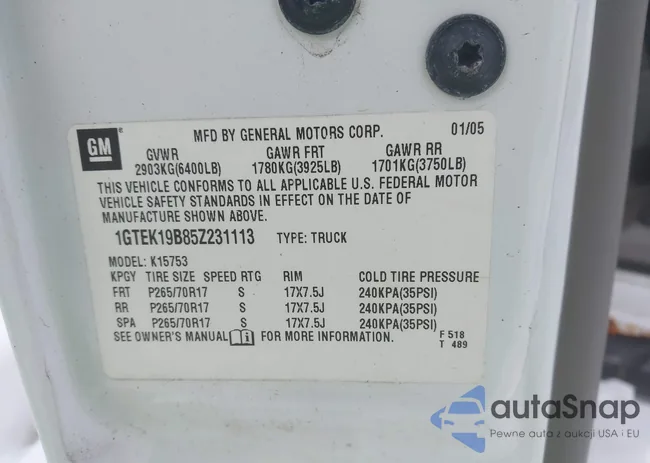 1GTEK19B85Z231113: 44305695