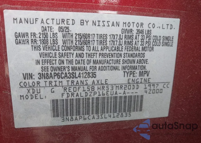 3N8AP6CA3SL412835: 44305947