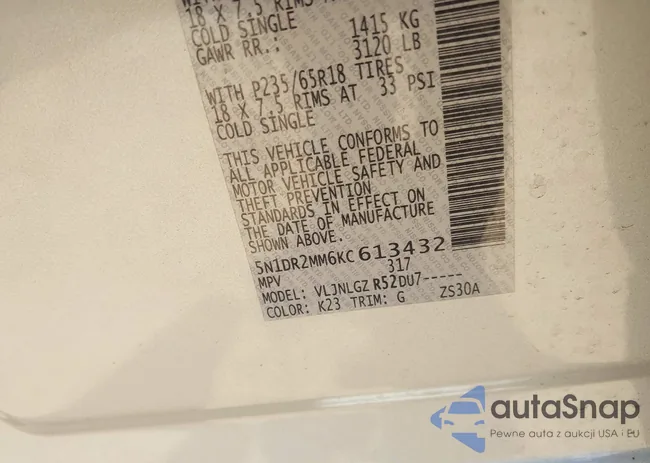 5N1DR2MM6KC613432: 44307026