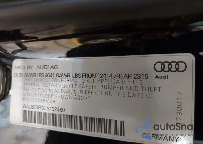 WAUBEGFF2LA102460: 44307166