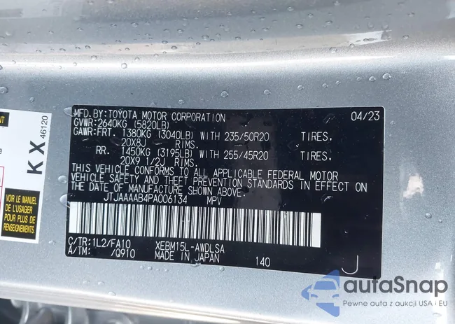 JTJAAAAB4PA006134: 44307168