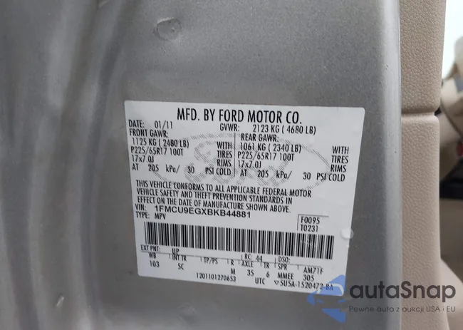 1FMCU9EGXBKB44881: 44307249