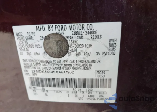 2FMDK3KC8BBA37962: 44307346