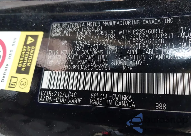 2T2BK1BA8DC159791: 44307421