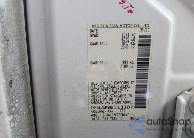 1N4AL2AP5BN513307: 44307498