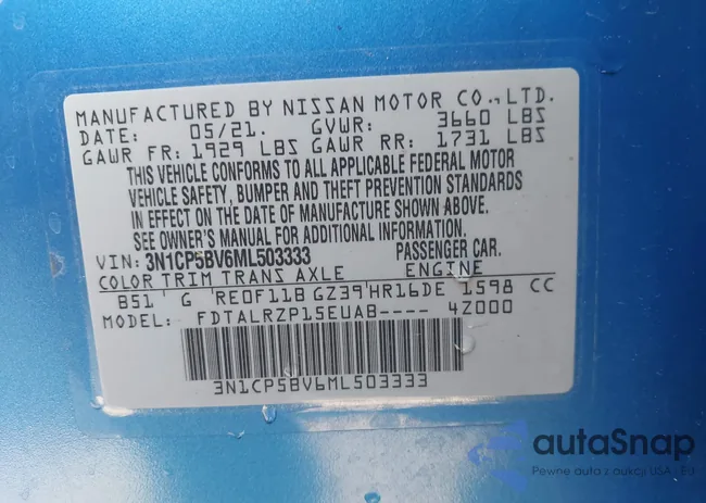 3N1CP5BV6ML503333: 44307506