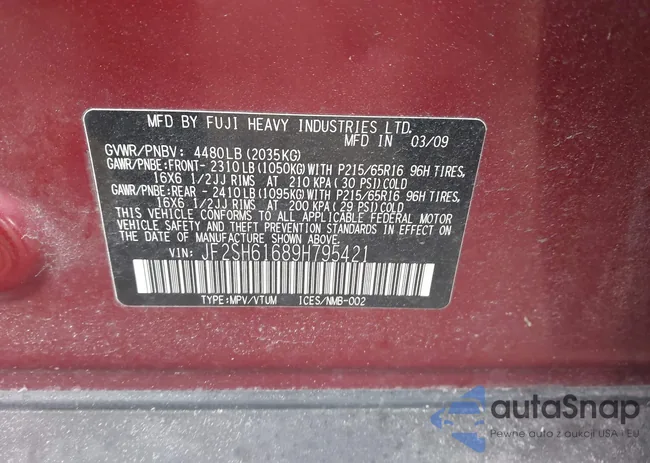 JF2SH61689H795421: 44307514