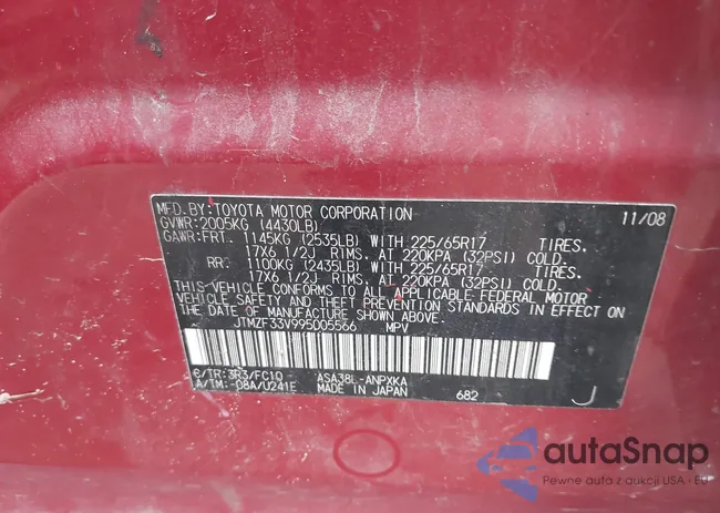 JTMZF33V995005566: 44307560