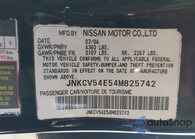 JNKCV54E54M825742: 44307594