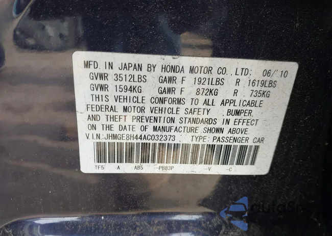 JHMGE8H44AC032373: 44306625