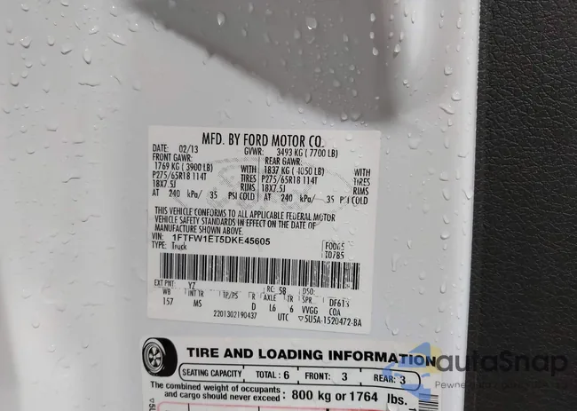 1FTFW1ET5DKE45605: 44306658