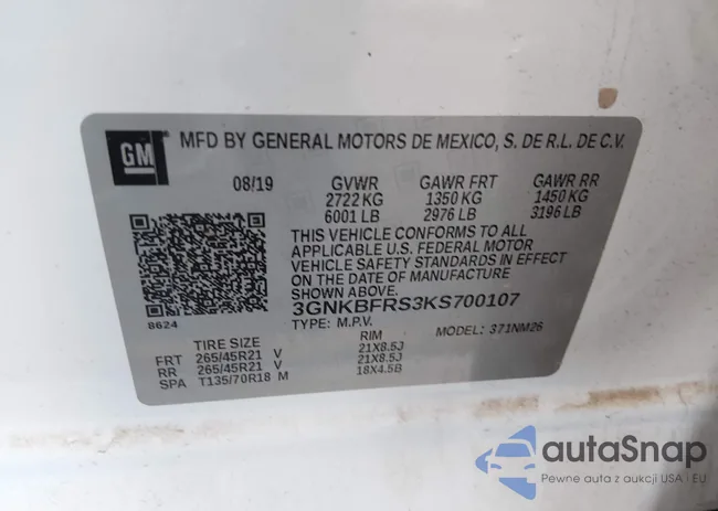 3GNKBFRS3KS700107: 44306697