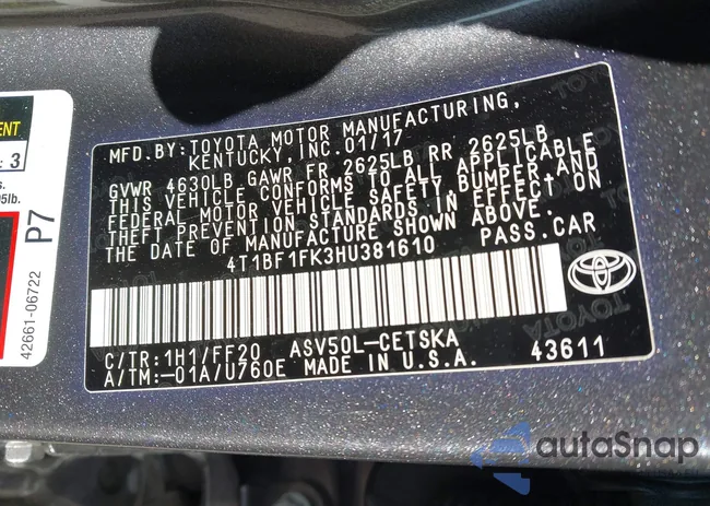 4T1BF1FK3HU381610: 44306715