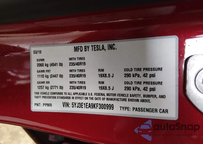 5YJ3E1EA9KF300999: 44306806