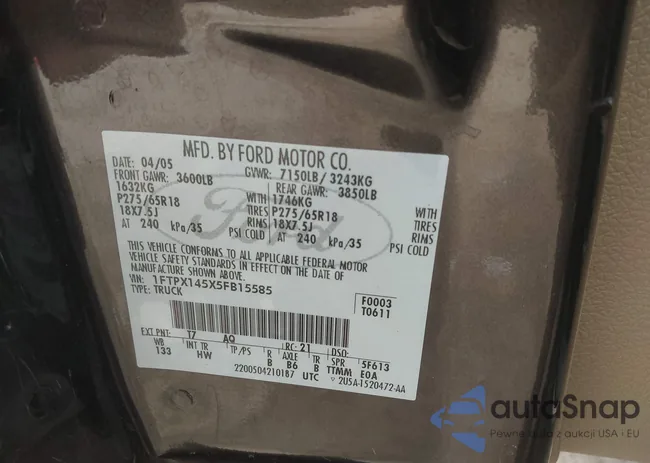 1FTPX145X5FB15585: 44306861