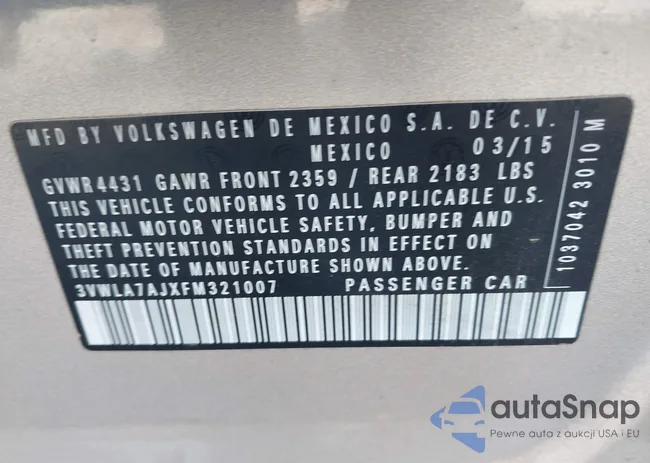 3VWLA7AJXFM321007: 44306950