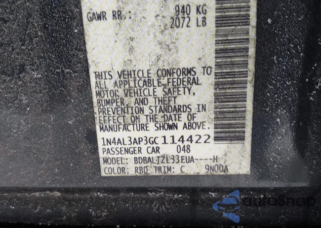 1N4AL3AP3GC114422: 44307009