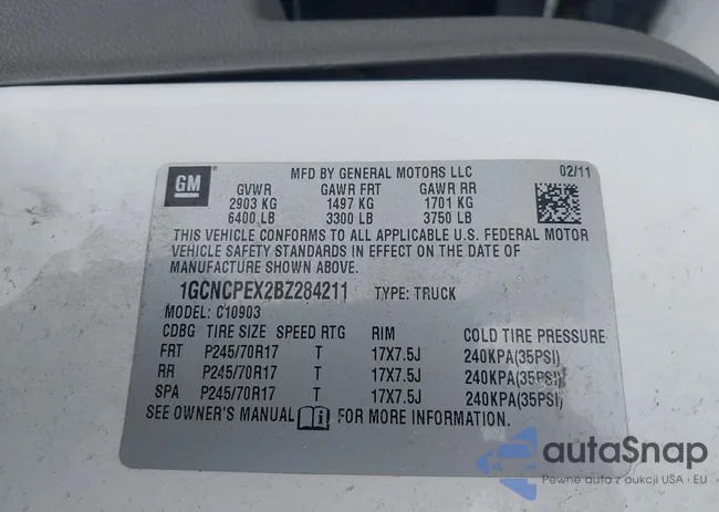 1GCNCPEX2BZ284211: 44308113