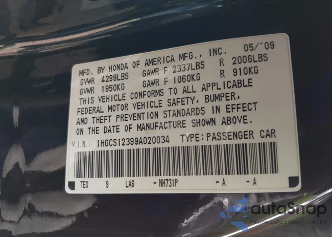 1HGCS12399A020034: 44308115