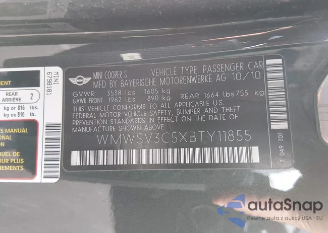 WMWSV3C5XBTY11855: 44308121