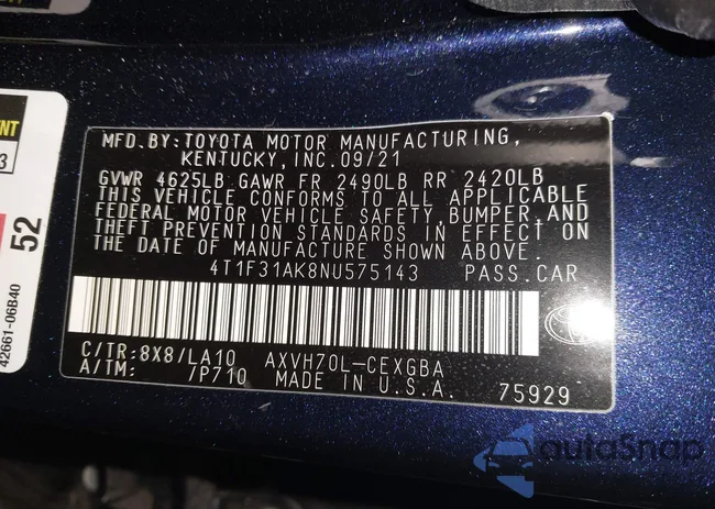 4T1F31AK8NU575143: 44308242