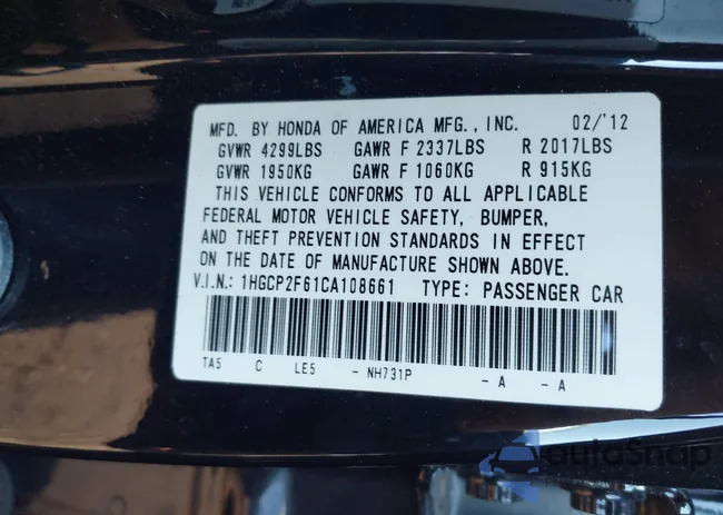 1HGCP2F61CA108661: 44308304