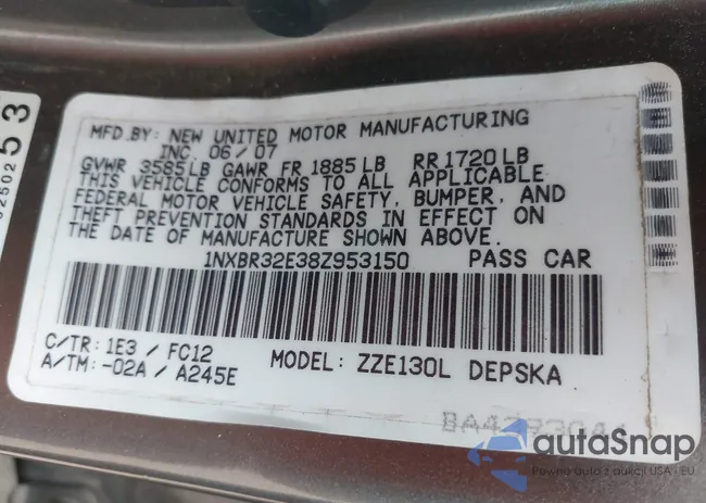 1NXBR32E38Z953150: 44308338