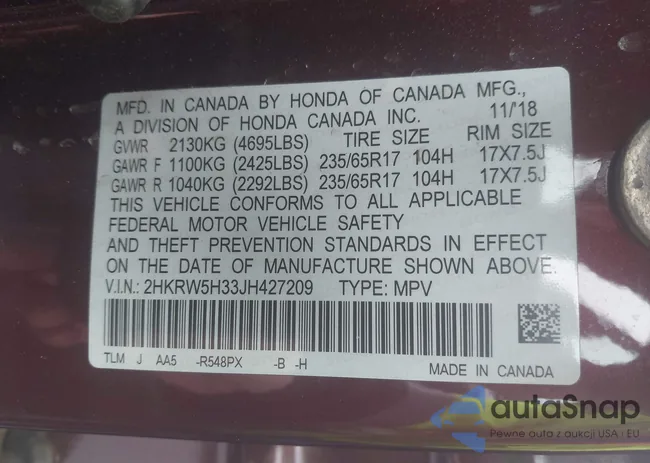 2HKRW5H33JH427209: 44308436