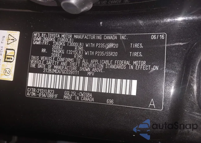 2T2BZMCA7GC039111: 44308502