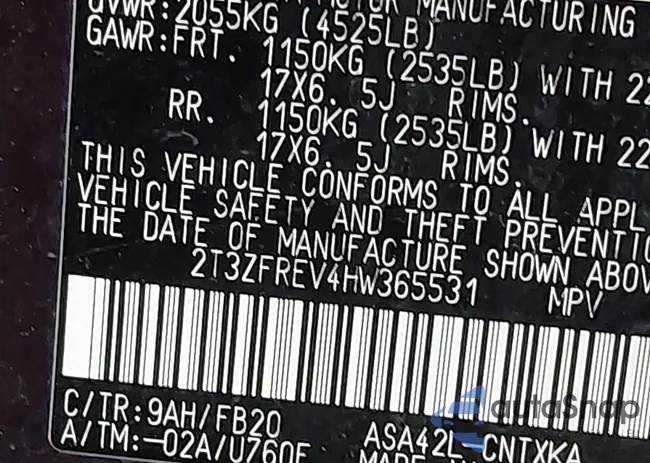 2T3ZFREV4HW365531: 44307633