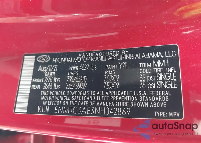 5NMJC3AE3NH042869: 44307647