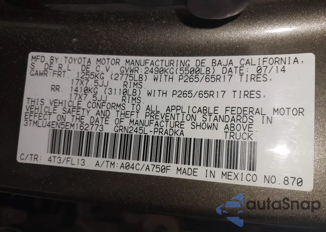 3TMLU4EN5EM162773: 44307708