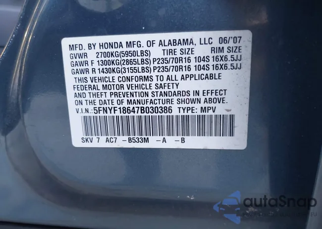 5FNYF18647B030386: 44307775