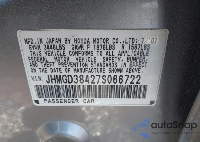 JHMGD38427S066722: 44307796