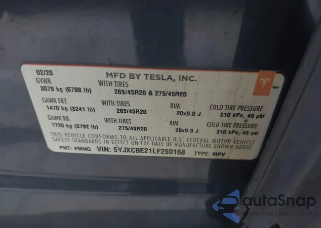 5YJXCBE21LF250168: 44307810