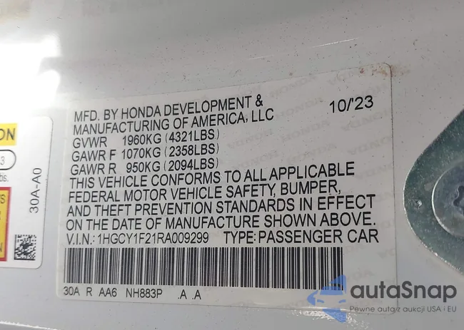 1HGCY1F21RA009299: 44307929