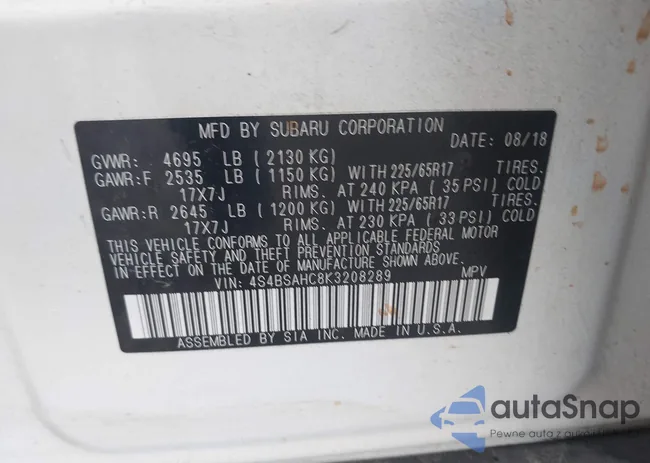 4S4BSAHC8K3208289: 44308006