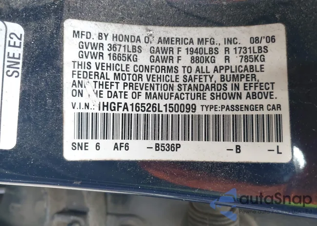 1HGFA16526L150099: 44308007