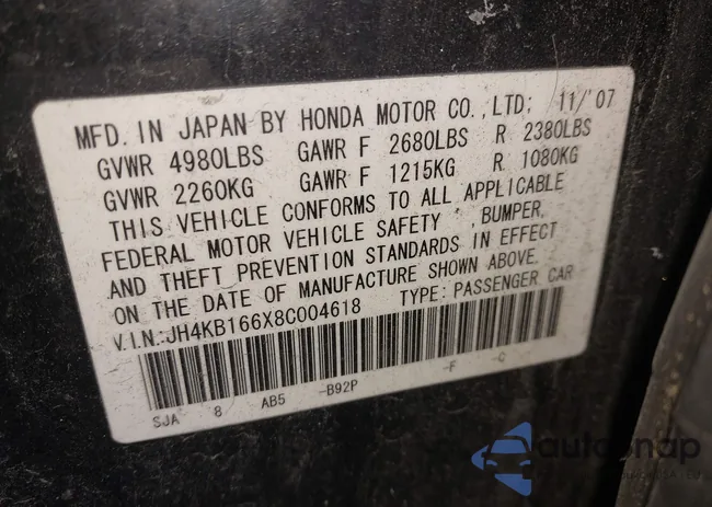 JH4KB166X8C004618: 44309043