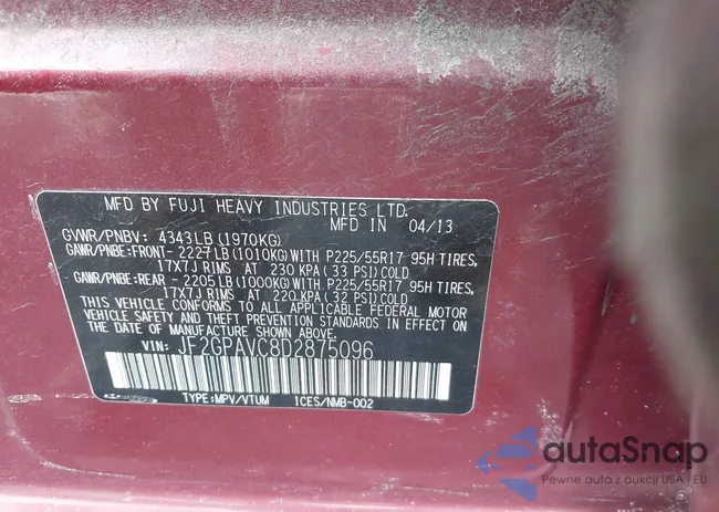 JF2GPAVC8D2875096: 44309085