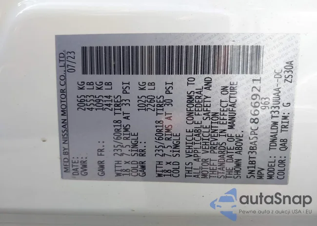 5N1BT3BA5PC866921: 44309203